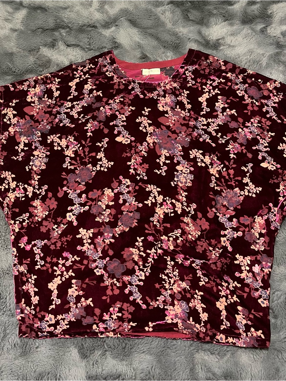 Natural Life Women’s Velvet Burnout Floral Tunic Top Womens Burgundy Boho Sz M - Picture 9 of 13